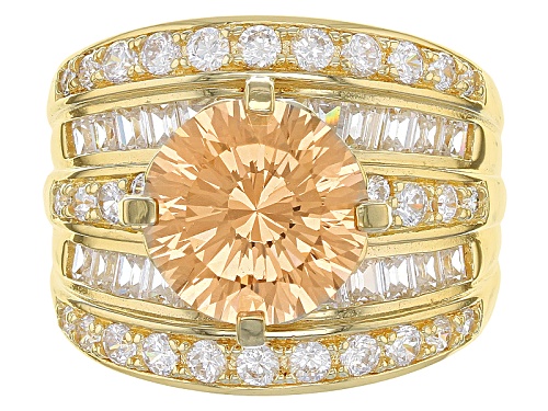 Bella Luce ® Dillenium Cut 9.36ctw Champagne & White Diamond Simulants Eterno ™ Yellow Ring - Size 8
