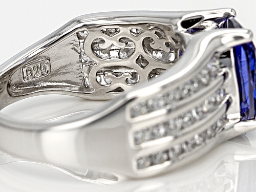 Bella Luce ® Esotica ™ 4.77ctw Tanzanite & White Diamond Simulants Rhodium Over Silver Ring - Size 8