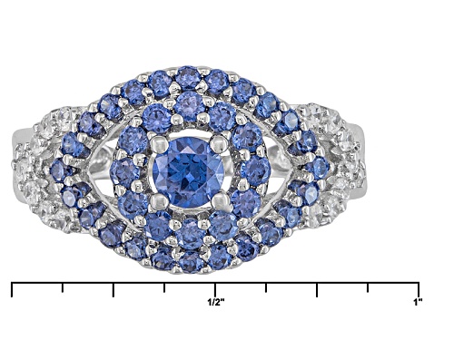 Bella Luce® Esotica ™ 1.74ctw Tanzanite/White Diamond Simulants Rhodium Over Silver Ring - Size 6