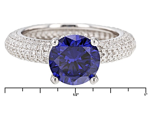 Bella Luce ®Esotica ™ 18.64ctw Tanzanite And White Diamond Simulants Rhodium Over Sterling Ring - Size 8
