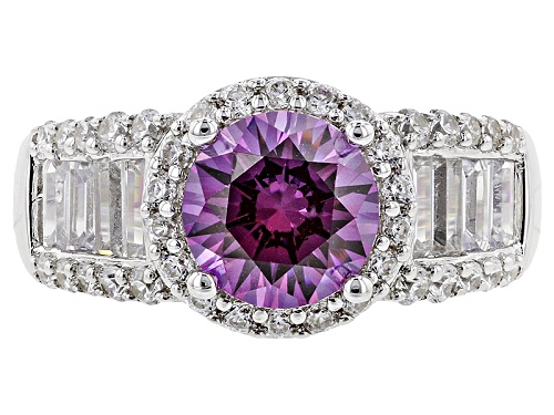 Bella Luce ® 5.71ctw Rhodium Over Silver Ring With Fancy Purple  Zirconia - Size 7
