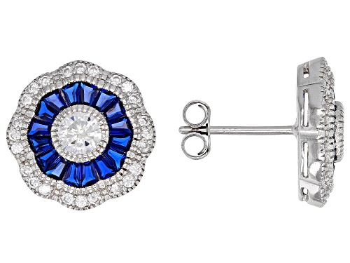 Bella Luce®5.50ctw Lab Blue Spinel & White Diamond Simulant Rhodium Over Silver Ring & Earrings