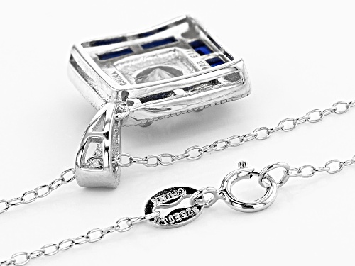 Bella Luce(R) 6.07 CTW Lab Blue Spinel And White Diamond Simulant Silver Ring And Pendant With Chain