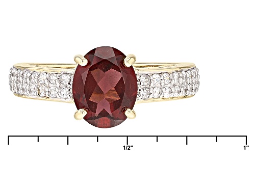 1.89ct Oval Masasi Bordeaux Garnet And .24ctw Round White Zircon 14k Yellow Gold Ring - Size 8