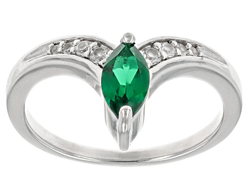 .48ct Lab Emerald, .55ct Lab ruby, .84ctw Lab Blue & Lab White Sapphire Rhodium Over Silver Ring Set - Size 7
