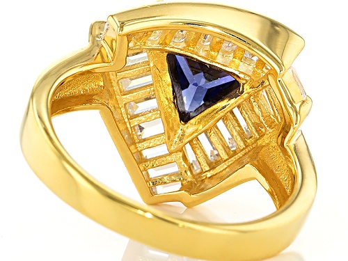 Charles Winston For Bella Luce ® Tanzanite Simulant & Diamond Simulant 18k Gold Over Silver Ring - Size 12