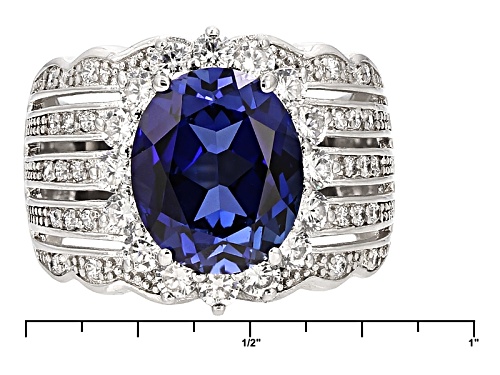 Charles Winston For Bella Luce®7.35ctw Lab Sapphire & Diamond Simulant Rhodium Over Silver Ring - Size 10