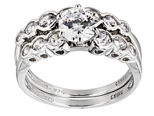 Bella Luce® 8.77ctw White Diamond Simulant Rhodium Over Sterling Silver Rings And Earrings Set