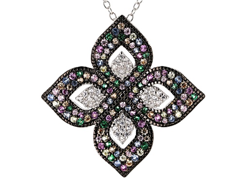 Bella Luce®2.44CTW Multicolor Gemstone Simulants Rhodium Over Silver Pendant With Chain & Earrings