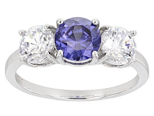 Bella Luce®Esotica™14.80ctw Tanzanite And Diamond Simulants Rhodium Over Sterling Jewelry Set