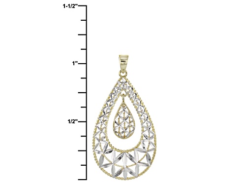 10k Yellow Gold With Rhodium Over 10k Yellow Gold Polished Teardrop 18 Inch Necklace