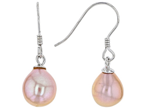 7MM Multi-Color Cultured Freshwater Pearl Rhodium Over Sterling Silver Drop Earring Set of 3