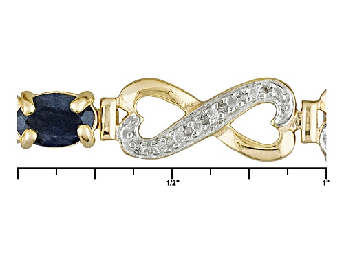 2.32ctw Oval Blue Sapphire And .01ctw Single White Diamond Accent 14k Gold Over Silver Bracelet - Size 7