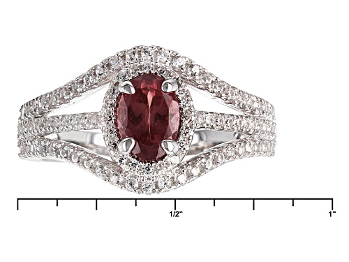 .89ct Oval Color Shift Garnet With .73ctw Round White Zircon Sterling Silver Ring - Size 12