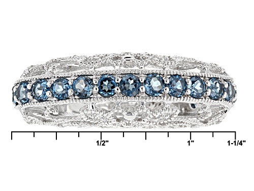 2.47ctw Round London Blue Topaz With .30ctw Round White Topaz Sterling Silver Ring - Size 6