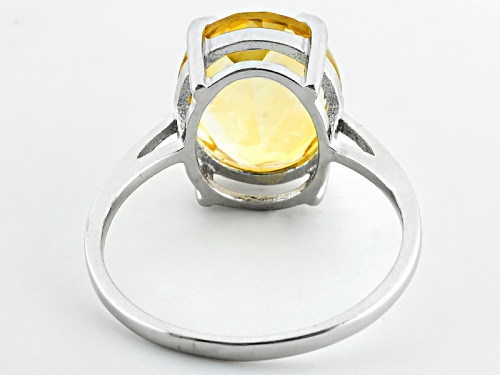 4.80ct Oval Citrine Sterling Silver Solitaire Ring - Size 12