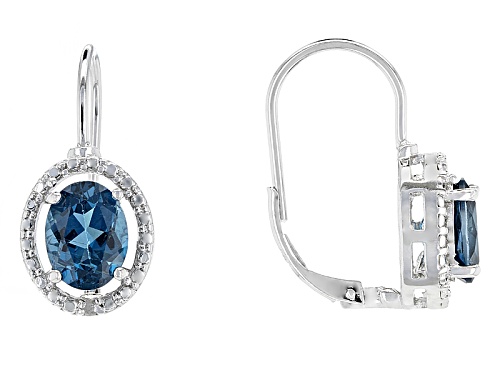 11.10ctw London Blue Topaz, .02ctw 4 Diamond Accent Silver Ring, Earrings And Pendant W/Chain Set