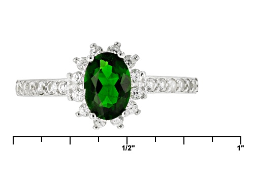 5.41ctw Chrome Diopside And White Zircon Rhodium Over Silver Ring, Earrings And Pendant W/Chain Set