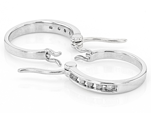 0.25ctw Round White Diamond Platinum Over Sterling Silver Set of 2 Hoop Earrings