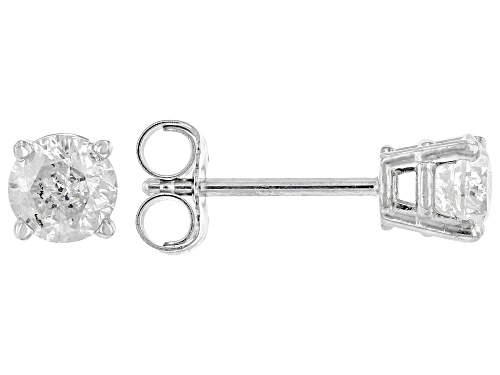 1.00ctw Round White Diamond 14k White Gold Pendant And Earring Jewelry Set