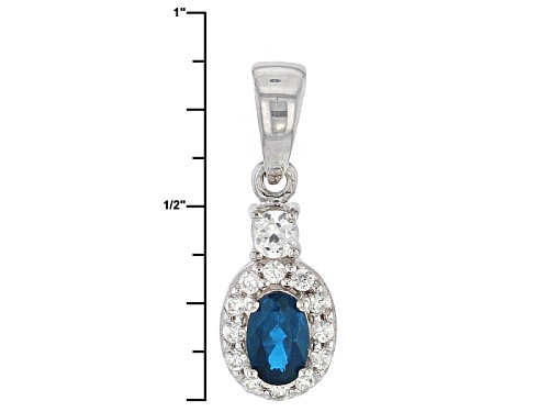 .39ct Oval Neon Apatite And .35ctw Round White Zircon Sterling Silver Pendant With Chain