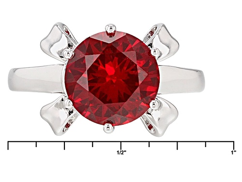 3.60ct Round Lab Created Ruby Rhodium Over Sterling Silver Solitaire Ring - Size 9