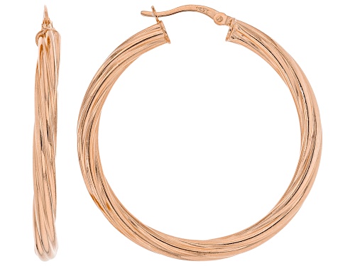 18K Rose Gold Over Sterling Silver Set of 2 39MM and 23MM Twisted Hoop Earrings