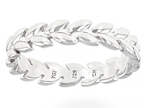 Rhodium Over Sterling Silver Set Of 2 Band Rings - Size 5