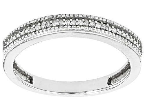 0.20ctw Round White Diamond Rhodium Over Sterling Silver Cluster Ring With Matching Band - Size 6