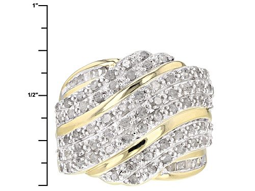 Engild™ 1.00ctw Round And Baguette White Diamond 14k Yellow Gold Over Sterling Silver Ring - Size 7