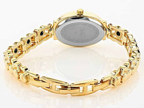 Facets of Time™ 4.67ctw Round Black Spinel 18k Yellow Gold Over Brass Watch