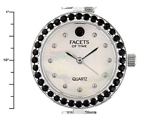Facets Of Time™ Black Spinel Mop Dial Sterling Silver Watch