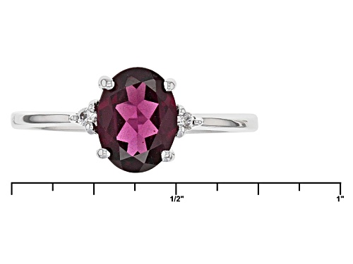 1.19ct Oval Grape Color Garnet With .03ctw Round White Zircon 10k White Gold Ring. - Size 8