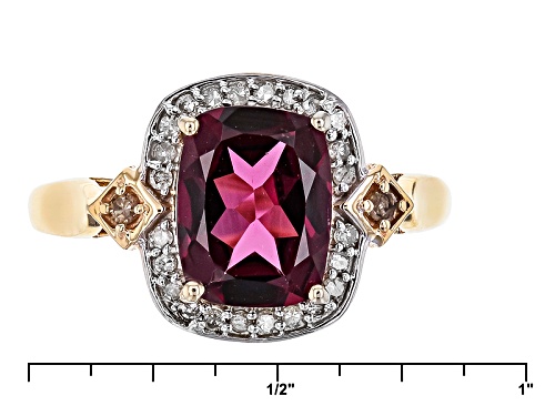 2.19ct Grape Color Garnet With .14ctw White & .03ctw Champagne Diamond Accents 10k Yellow Gold Ring - Size 8