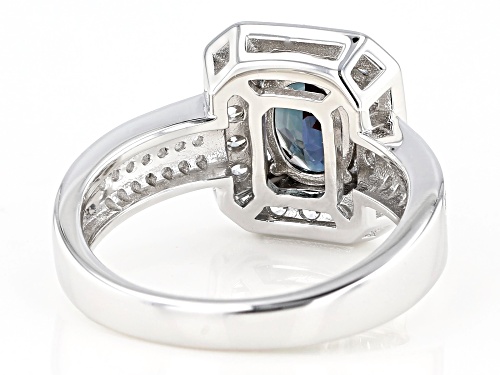 1.23CT OVAL LAB ALEXANDRITE WITH .57CTW WHITE ZIRCON RHODIUM OVER STERLING SILVER RING - Size 8
