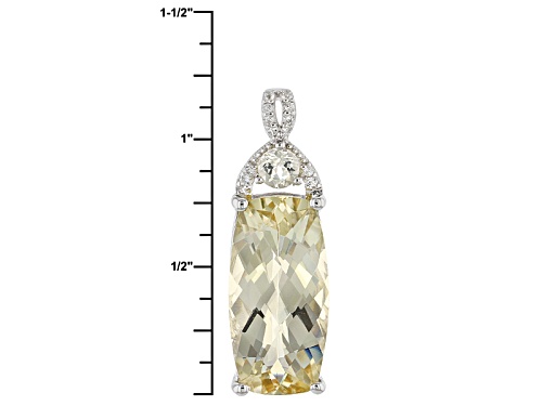 7.60ctw Cushion And Round Yellow Labradorite With .05ctw White Topaz Silver Pendant With Chain