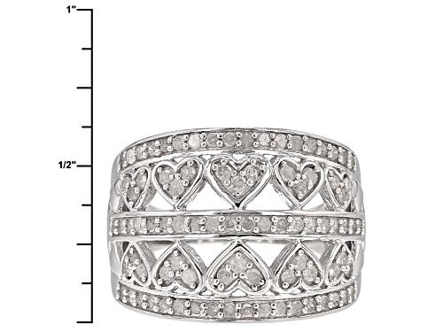 .85ctw Round White Diamond Rhodium Over Sterling Silver Ring - Size 7