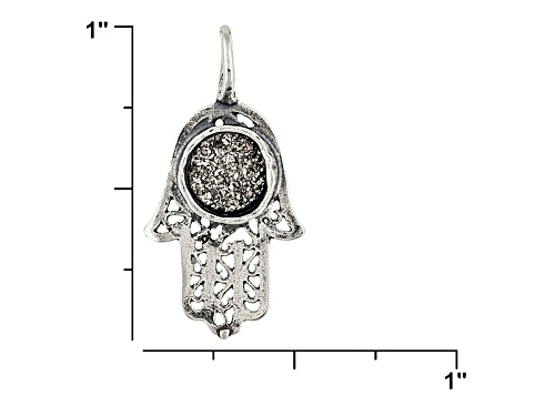 Artisan Collection Of Israel™ Platinum Color Drusy Quartz Sterling Hamsa Pendant With Chain