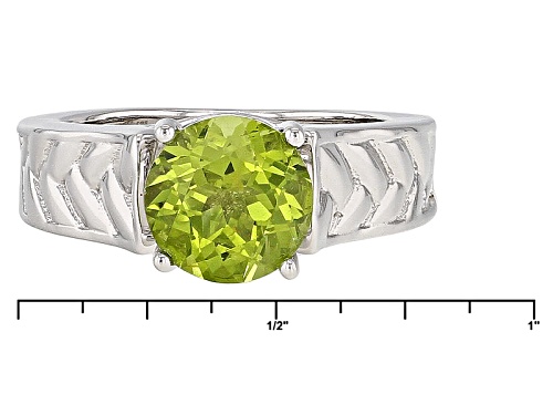 1.70ct Round Manchurian Peridot™ Sterling Silver Solitiare Ring - Size 12