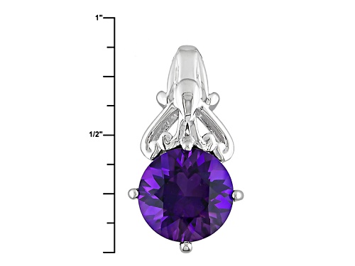1.70ct Round Uruguayan Amethyst Sterling Silver Pendant With Chain