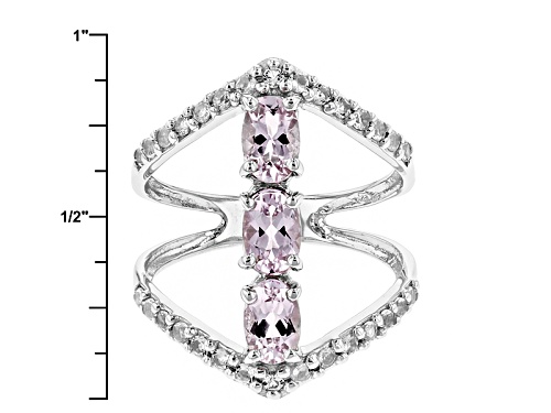 1.27ctw Oval Precious Pink Topaz With .48ctw Round White Topaz Sterling Silver 3-Stone Ring - Size 6