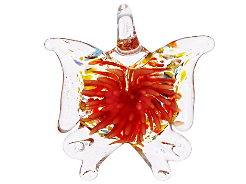 Multicolor 40x40mm Glass Butterfly Pendant Set of 5