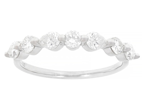 MOISSANITE FIRE® 3.48CTW DEW SQUARE CUSHION, PEAR AND ROUND PLATINEVE® RING AND BAND - Size 8
