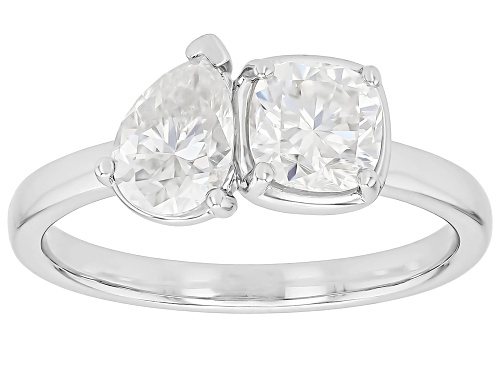 MOISSANITE FIRE® 1.58CTW DEW PEAR SHAPE AND SQUARE CUSHION PLATINEVE® SET OF 2 RINGS - Size 9