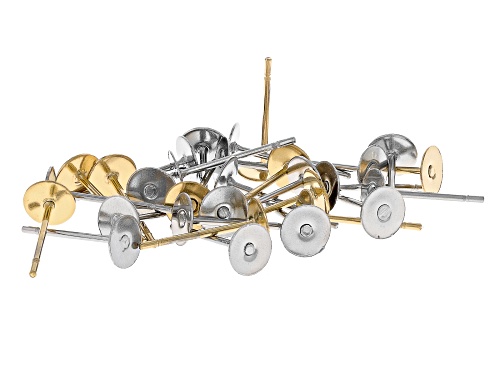 18k Gold over Stainless Steel and Stainless Steel Disk Post Earrings and Bullet Earring Backs