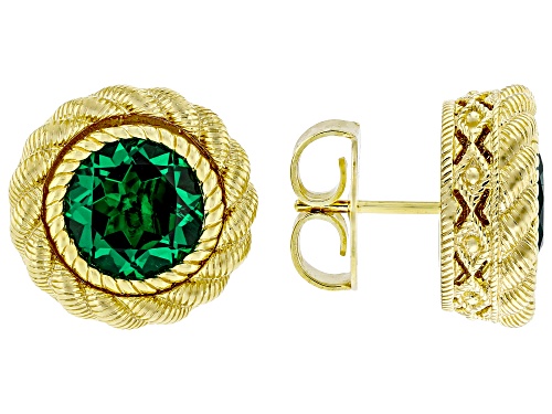 Judith Ripka 11.30ctw Emerald Simulant & Bella Luce® 14k Gold Clad Classic Earring & Jacket Set