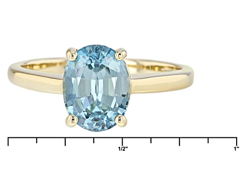 2.05ct Oval Blue Zircon Solitaire 10k Yellow Gold Ring. - Size 7