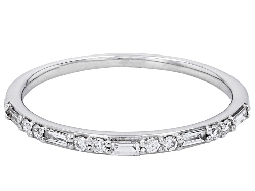 Prazana® Lab-Grown Diamonds 0.33ctw White Diamond Rhodium Over Sterling Silver Set of 2 Rings, H SI1 - Size 10