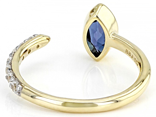 0.74ct Marquise Lab Alexandrite With 0.38ctw Round White Zircon 10k Yellow Gold Ring - Size 9