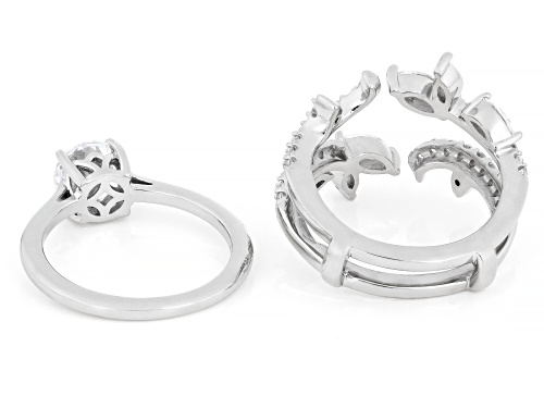 Lisa Mason For Bella Luce® 5.79ctw White Diamond Simulant Platinum Over Silver Perfect Cut Ring Set - Size 8